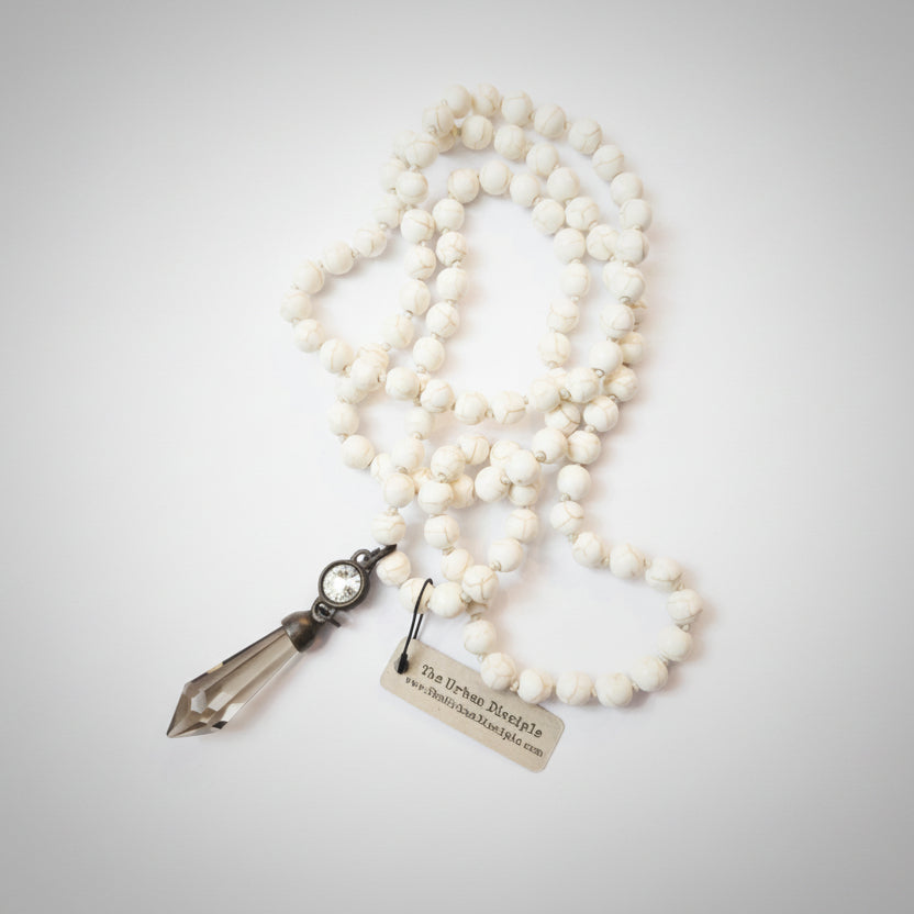 Wht Howlite Bead w/Crystal