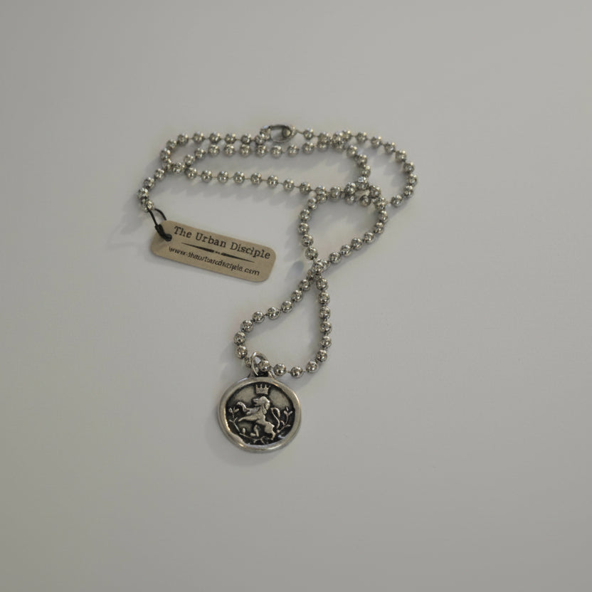 Silver Lion Pendant on Silver Ball Chain