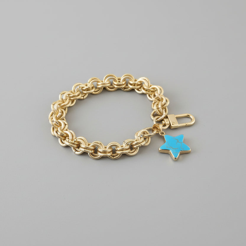 Gold Bracelet w/ Turquoise Star
