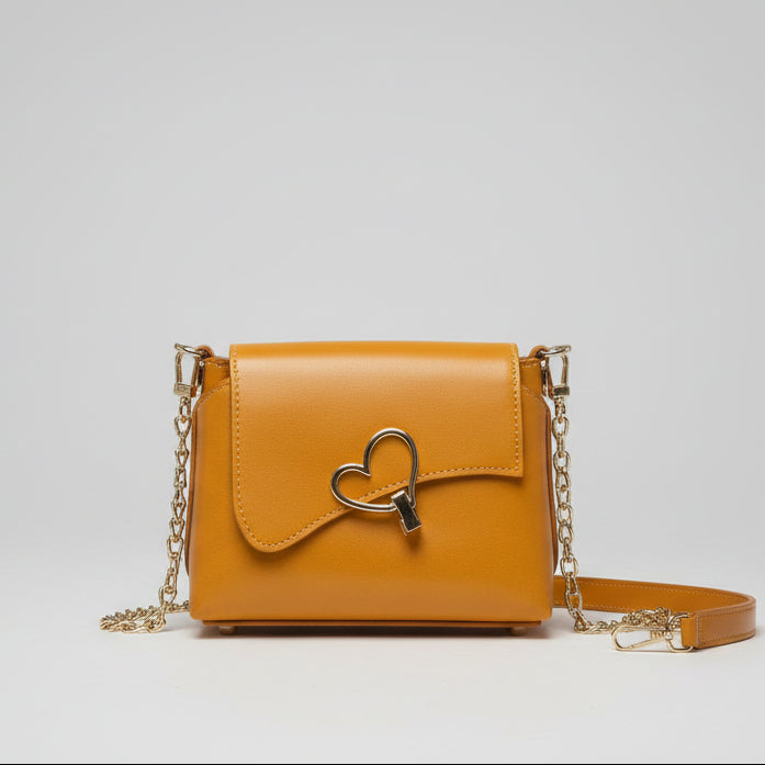 Yellow Structured Bag w/Brass Hardware