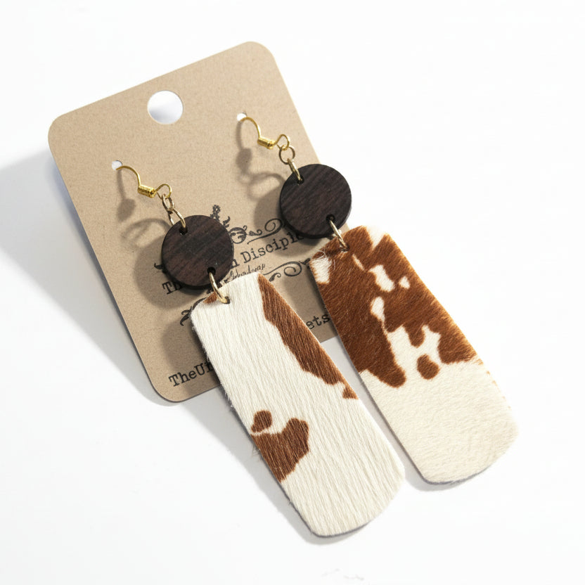 Faux Cowhide Dangle Earrings