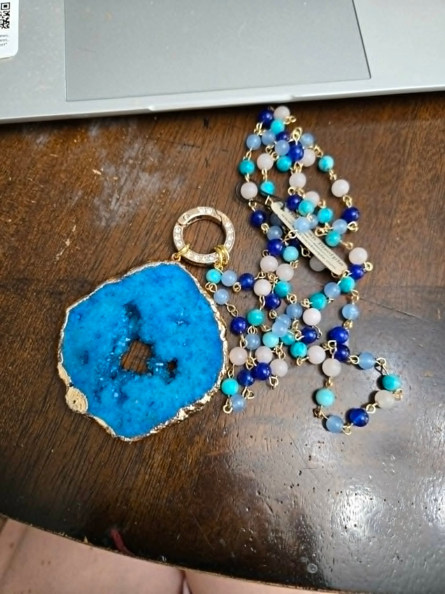Turq Bead Necklace- Eye & Crystal