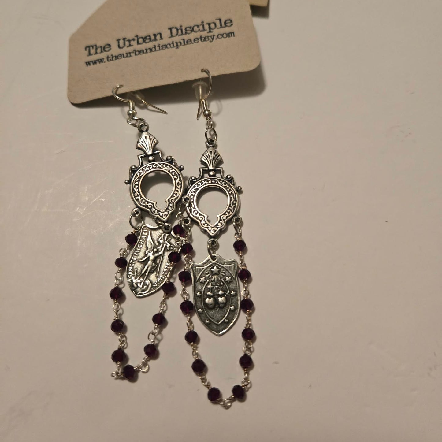 SilvernGarnetBeadEarrings