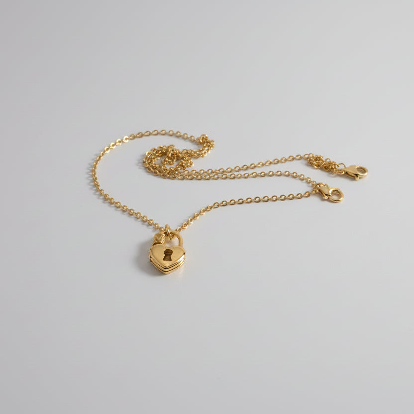 Gold Heart Lock Necklace