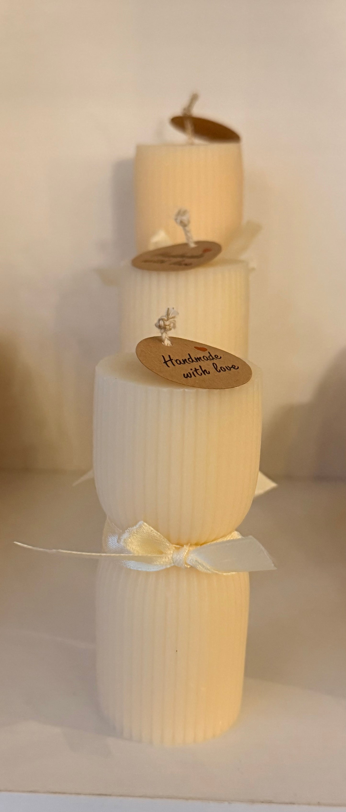 Ribbed Pillar Candle Set of 3