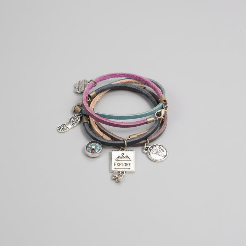 5 Strand Leather Camping Bracelet