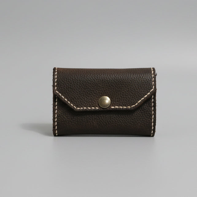 Brown Card Wallet w/Cream Stitching