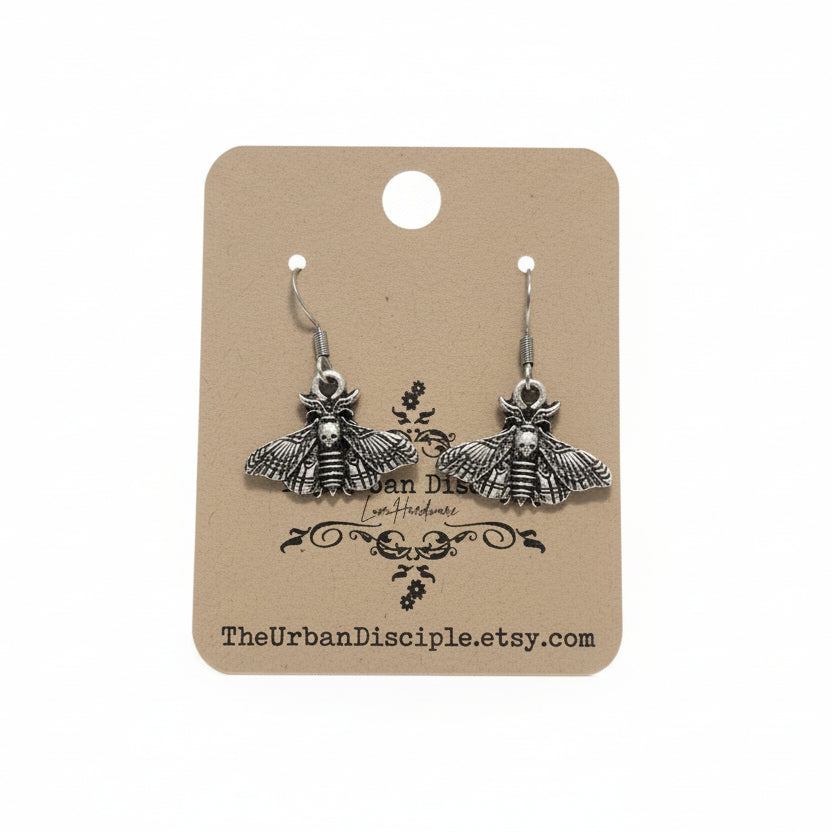 Silver Moth Earrings