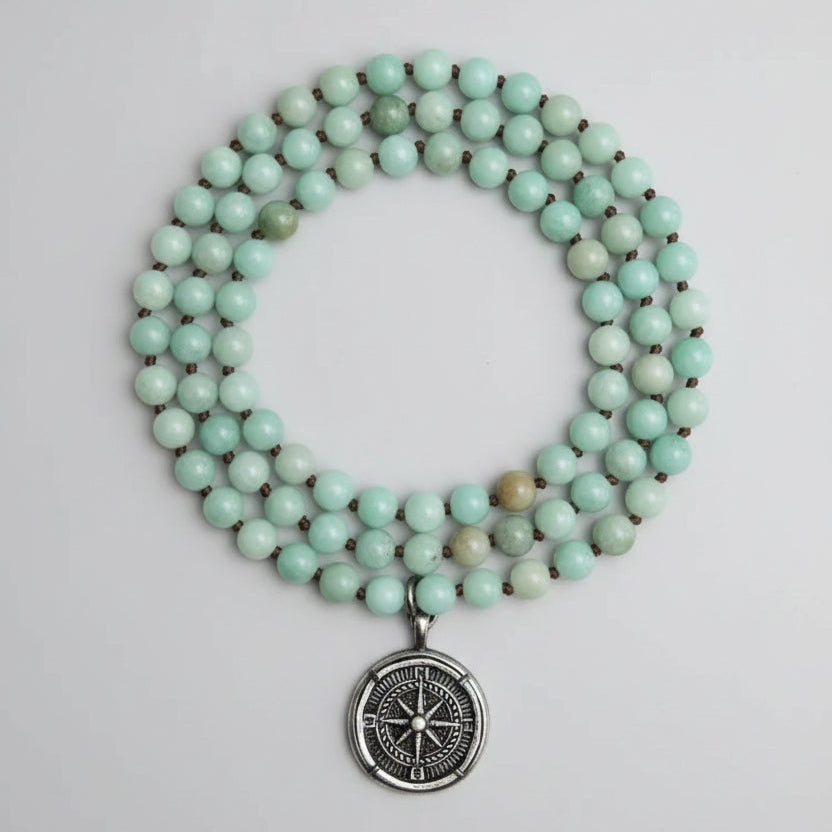 Hand knotted beads- compass