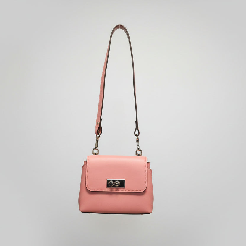 Pink Structured Shoulder Bag w/Silver Hardware