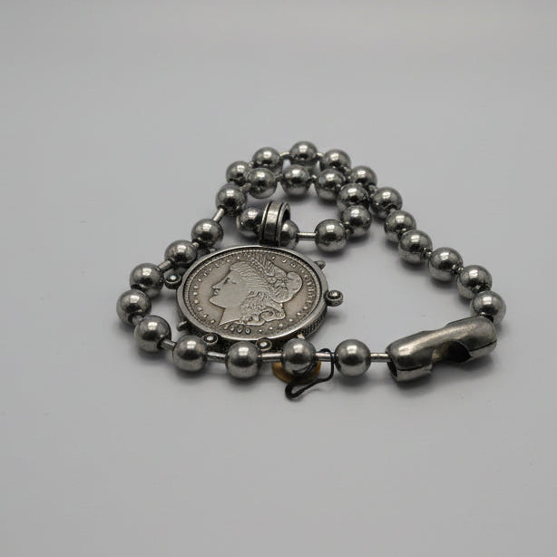 Silver Coin Lg Ball Chain Necklace