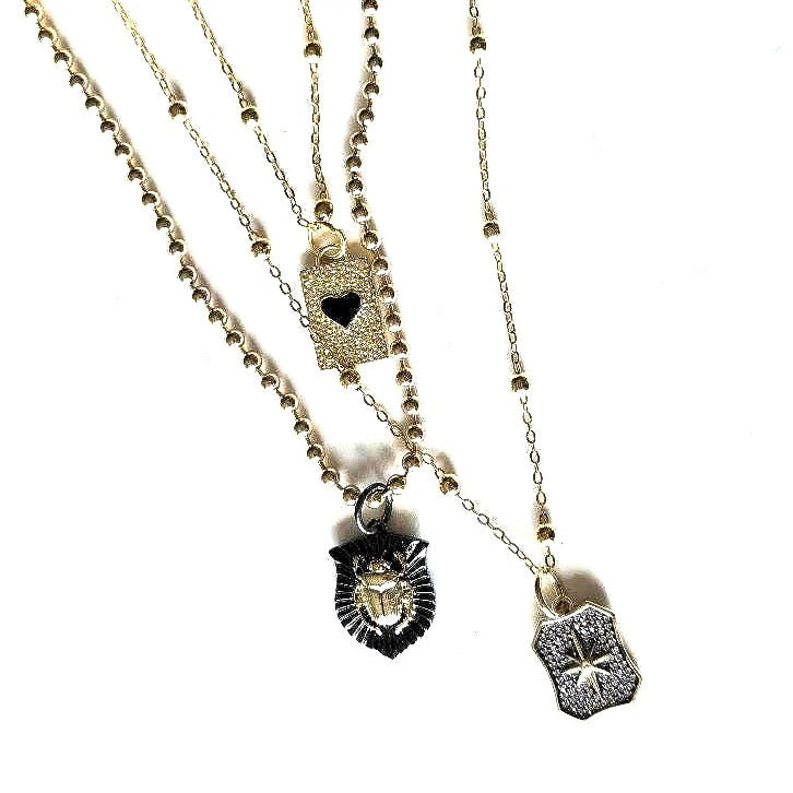 3 Strand Gold Necklace w/ Scareb
