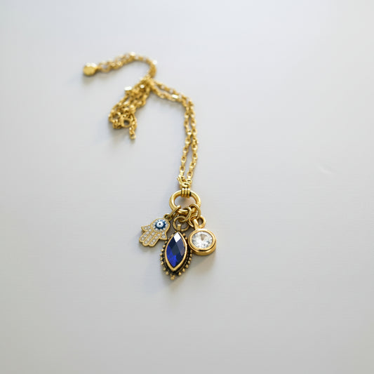Lapis, Hamsa Hand Charm Necklace