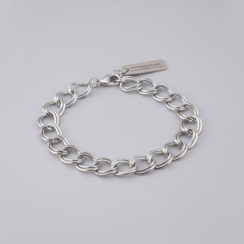 Large Dbl Link Silver Choker