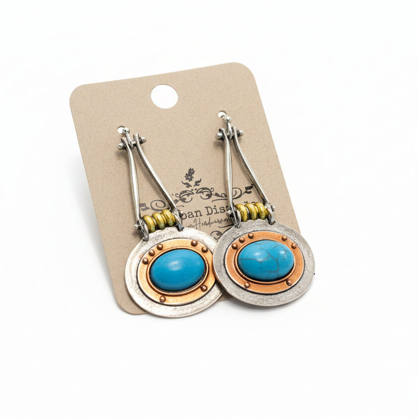 Mixed Metal Turquoise Drop Earrings