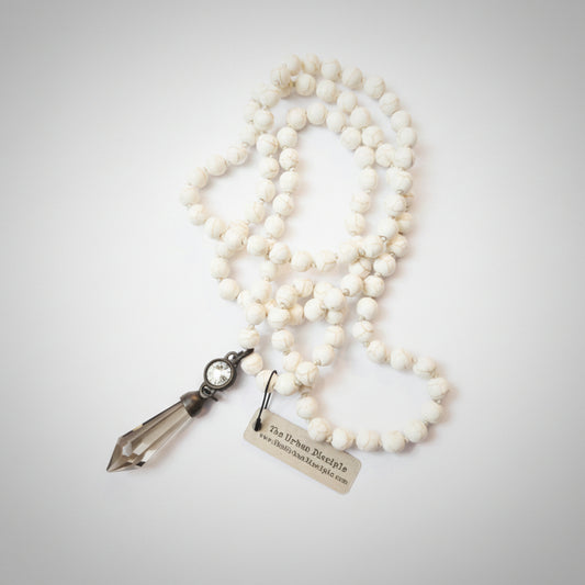 Wht Howlite Bead w/Crystal