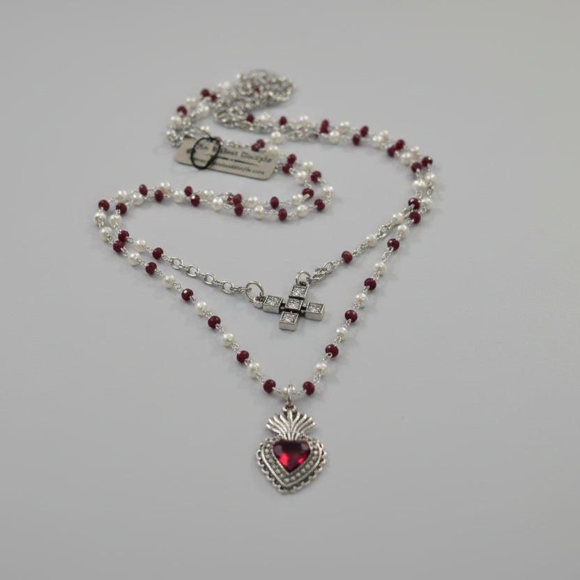 2 Strand Silver Pendant Necklace
