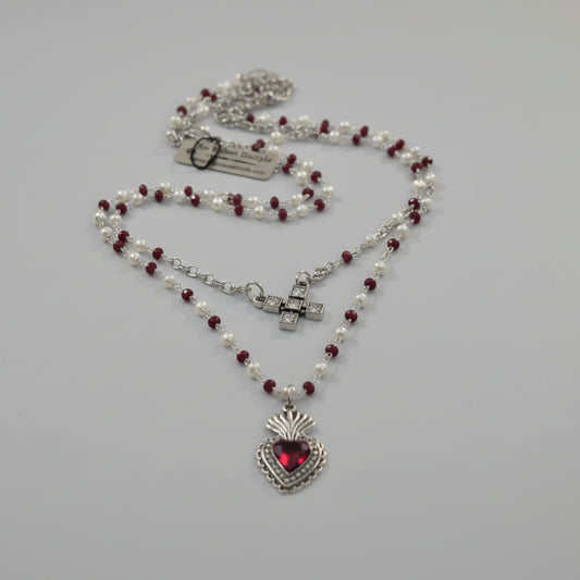 2 Strand Silver Pendant Necklace