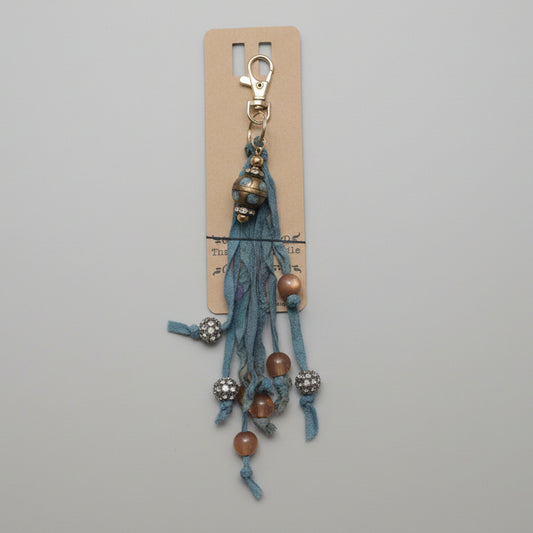 Blue Beaded Tassel Bag Charm