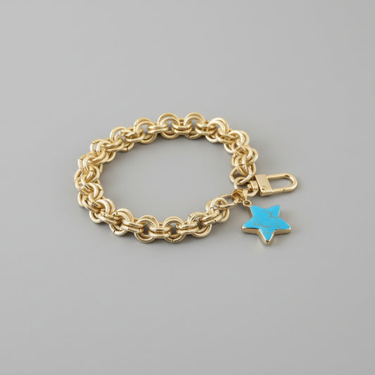 Gold Bracelet w/ Turquoise Star