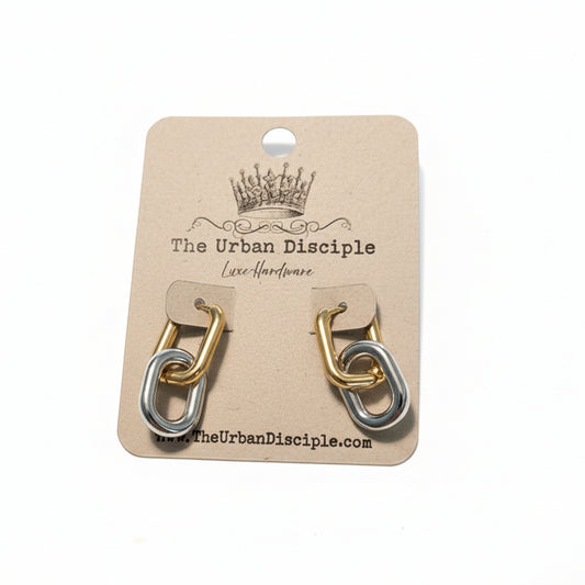 Mixed Metal Huggie Earrings