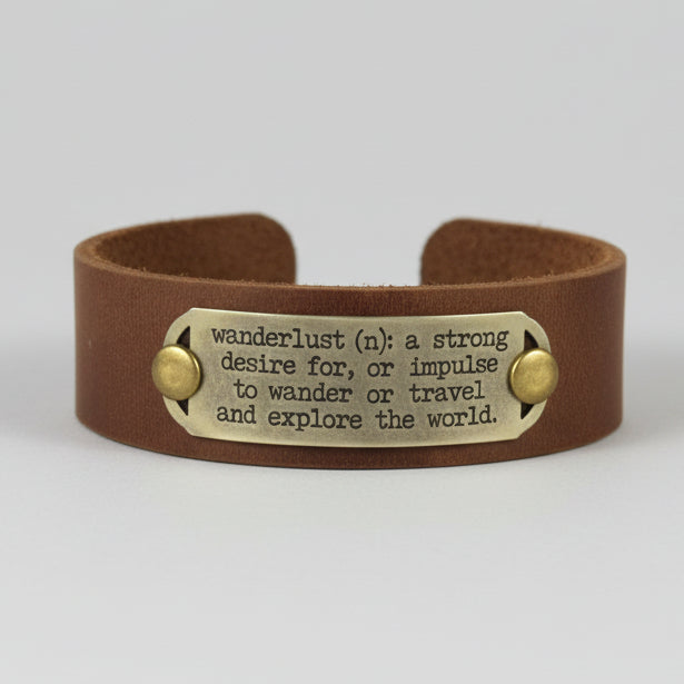 Leather Cuff w/Wonderlust Words
