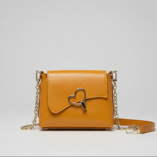Yellow Structured Bag w/Brass Hardware