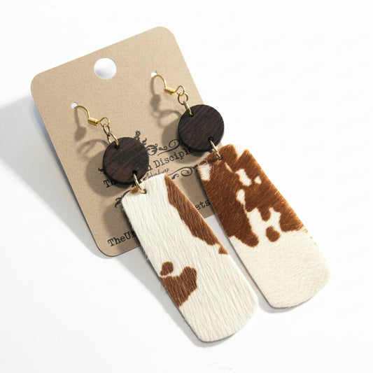 Faux Cowhide Dangle Earrings