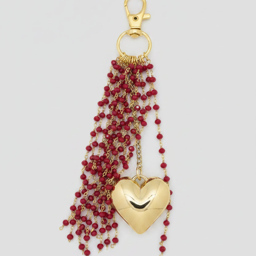 Red Beads & Glod Bag Charm