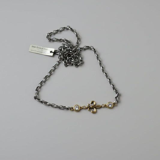 Silver Necklace w/Gold Connectors