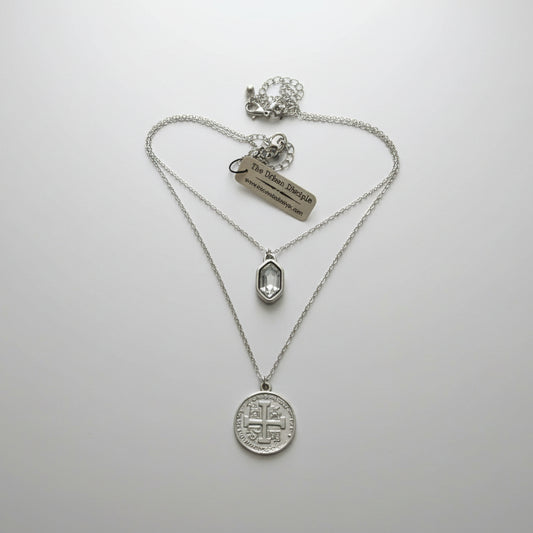 2 Strand Silver Pendant Necklace
