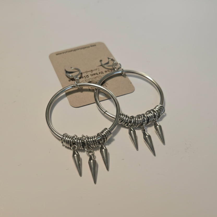 Silver Hoops w/Spikes