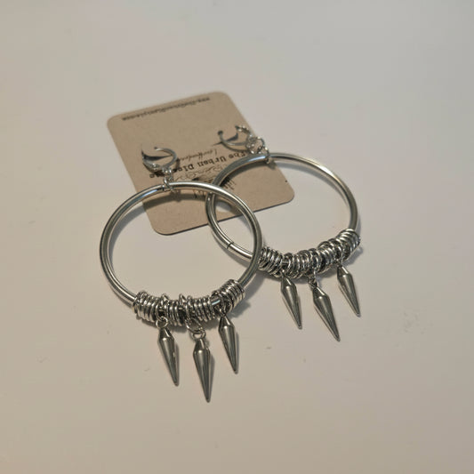 Silver Hoops w/Spikes