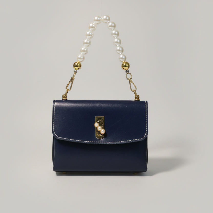 Blue Mini Handbag w/Pearl Hardware