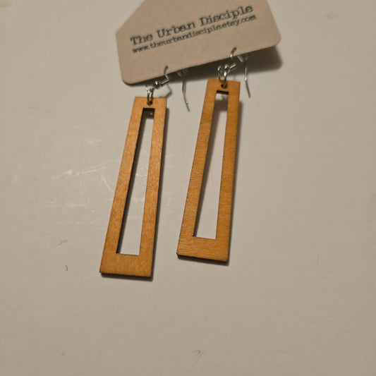 WoodRectangleEarrings