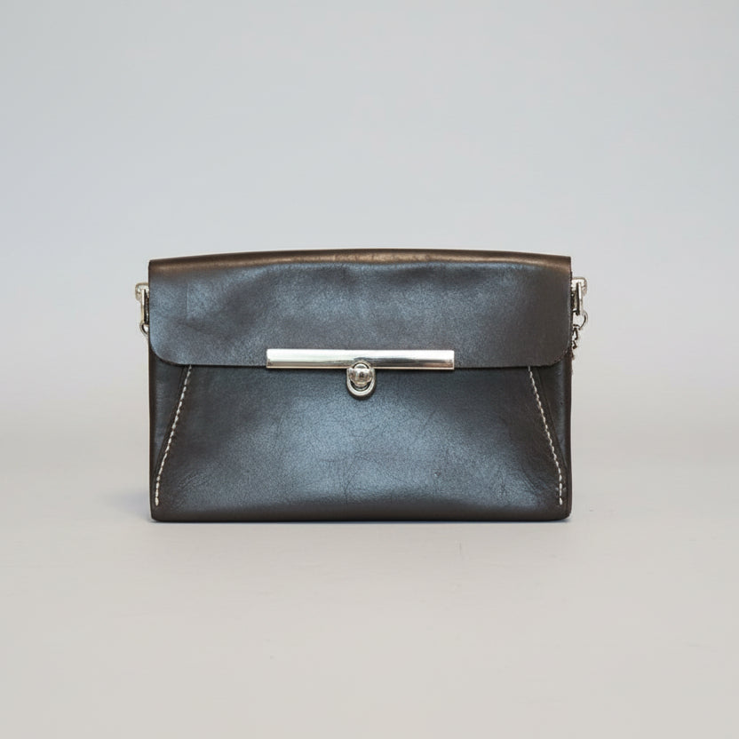 Dark Brown Shoulder Bag w/Silver Hardware