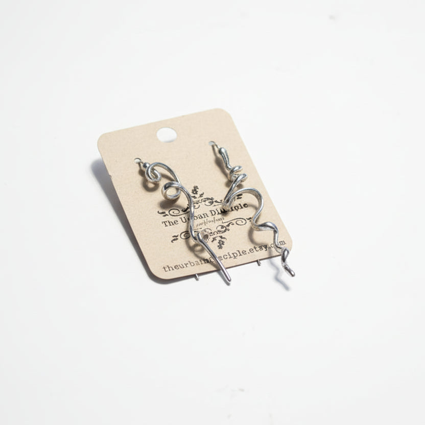 Silver Squiggle Drop Earrings