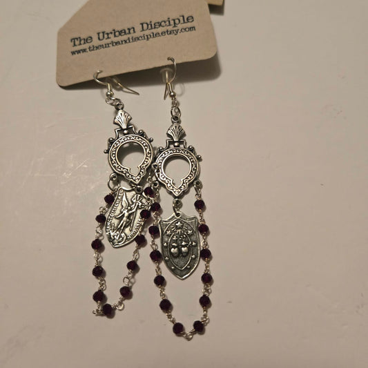 SilvernGarnetBeadEarrings