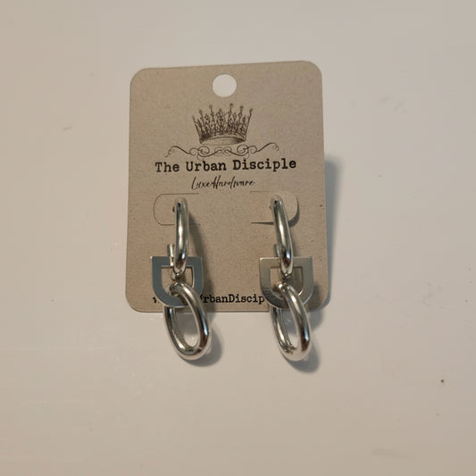 Silver Mixed Link Earrings
