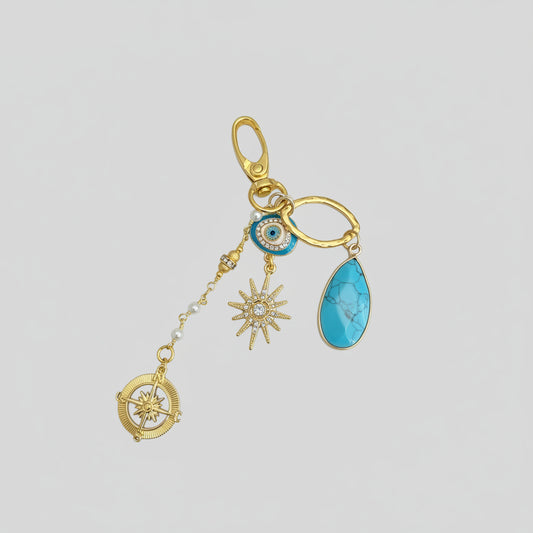 Gold Bag Charm-/turquoise