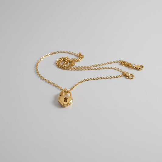 Gold Heart Lock Necklace