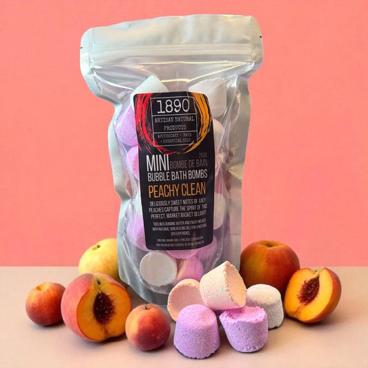 “Peachy Clean" Mini Bubble Bath Bombs (Peach and Vanilla)