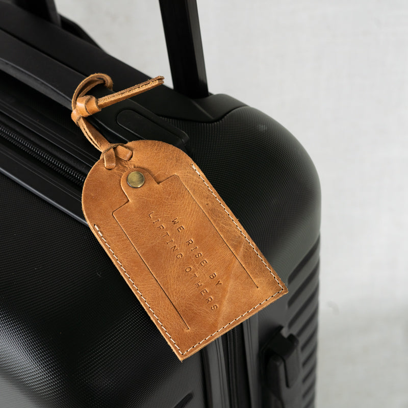Leather Luggage Tag by Elevate on luggage