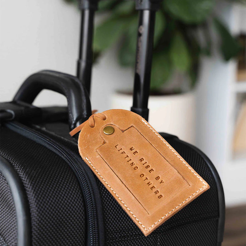 Leather Luggage Tag by Elevate on luggage