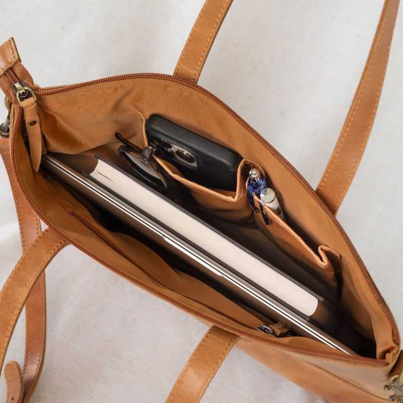 Inside view of Midsized Zipper Tote by Elevate 