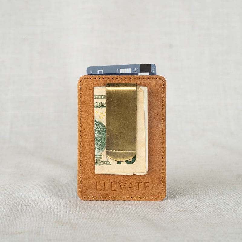 Back view of Money Clip Wallet by Elevate on linen