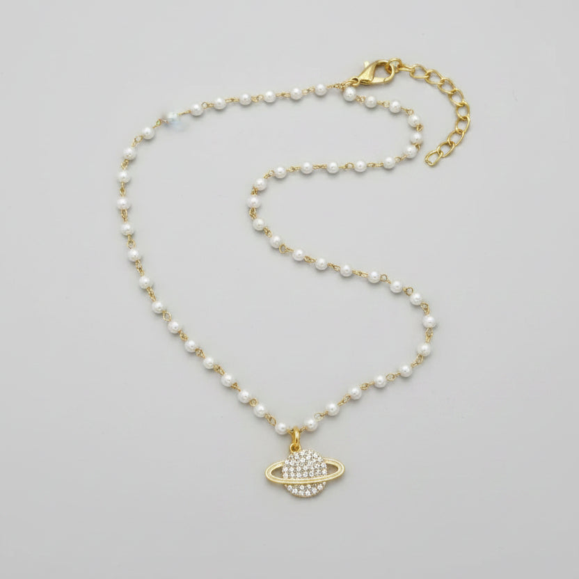 Pearl Chain w/pave planet