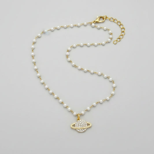 Pearl Chain w/pave planet