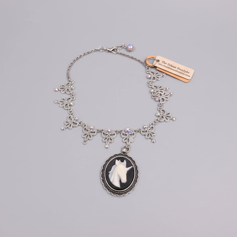 Unicorn Cameo on Filigree Chain