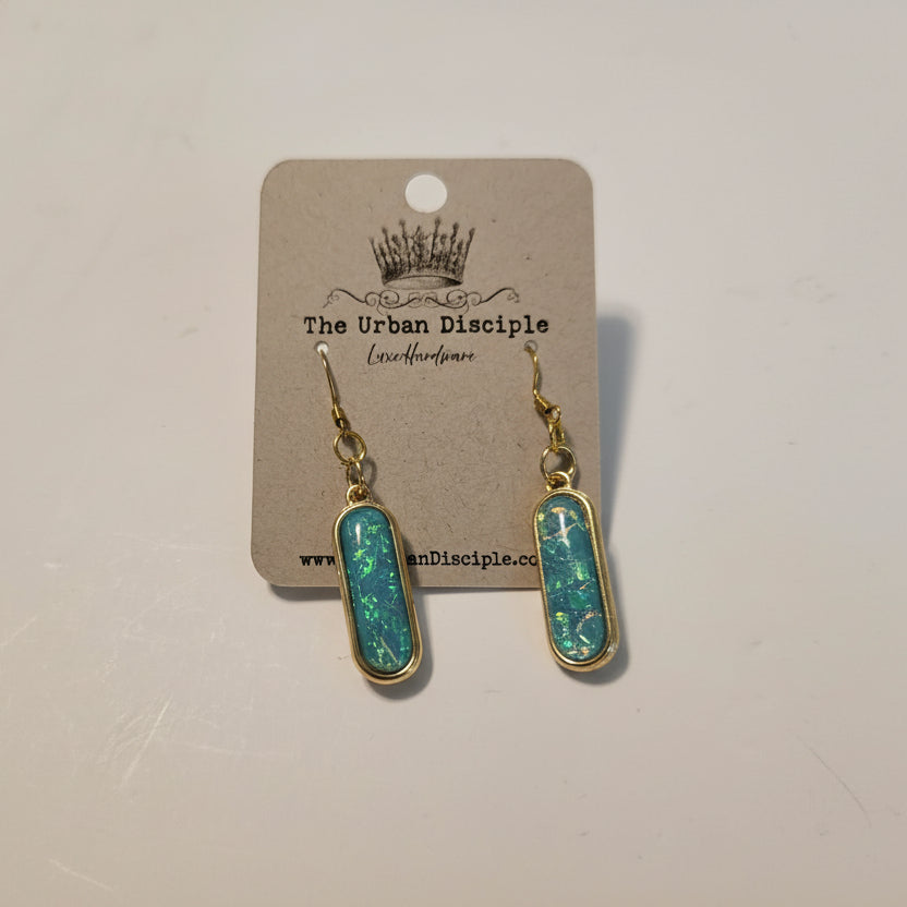 Turquoise Glitter Dangles